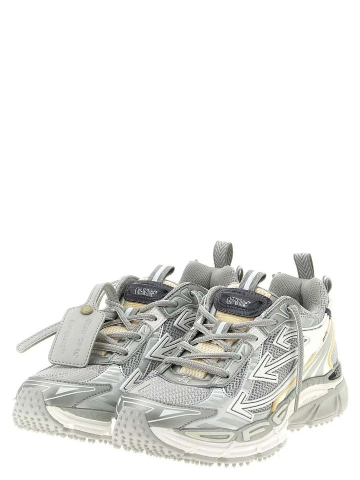 Off-white Silver Polyester Athletic Sneakers