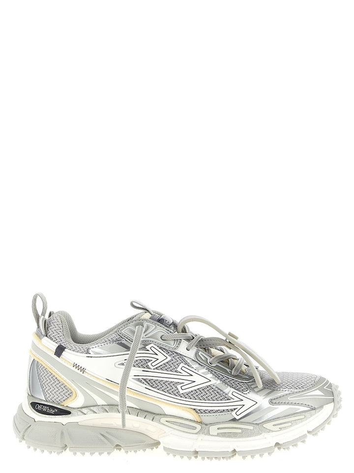 Off-white Silver Polyester Athletic Sneakers