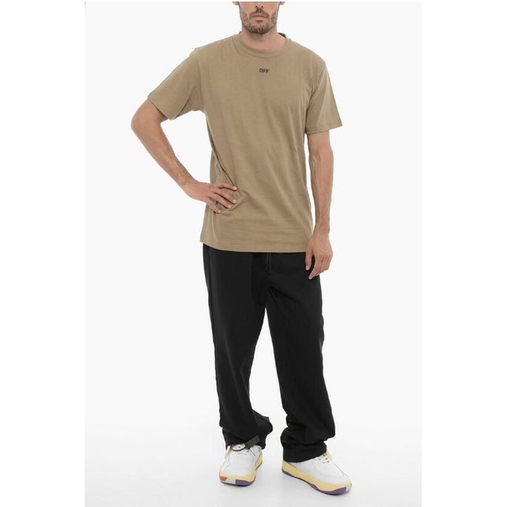 Off-white Slim Fit Crew-neck T-shirt with Embroidered Logo