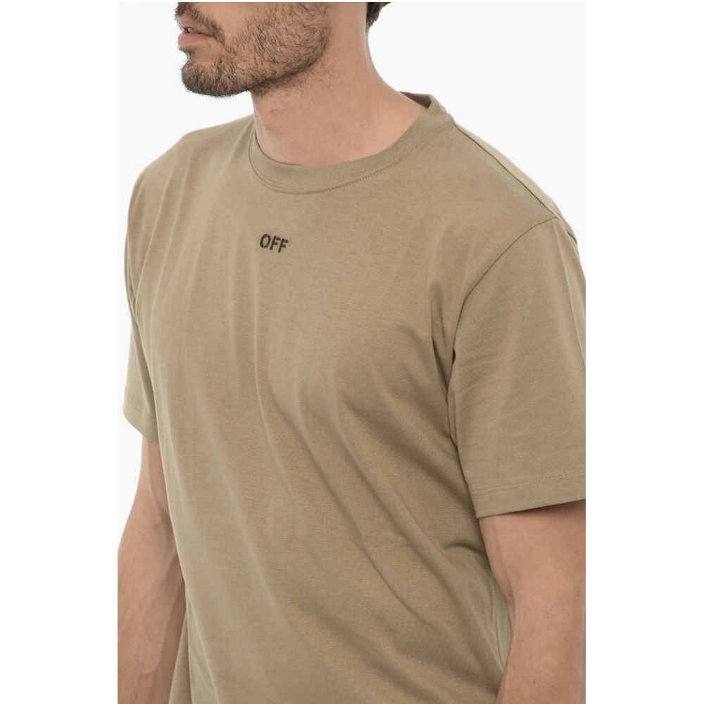 Off-white Slim Fit Crew-neck T-shirt with Embroidered Logo