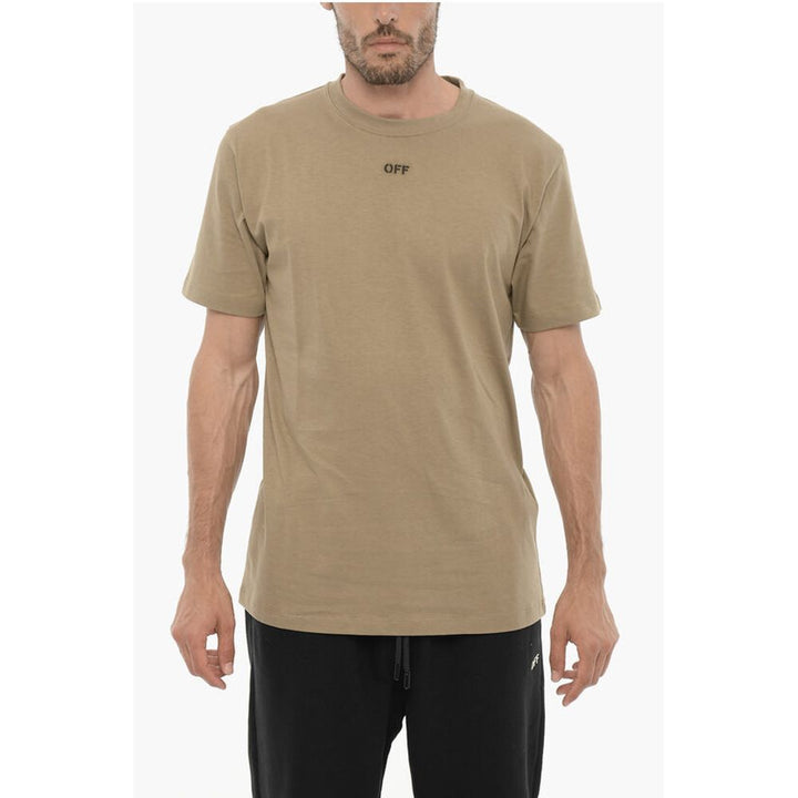 Off-white Slim Fit Crew-neck T-shirt with Embroidered Logo