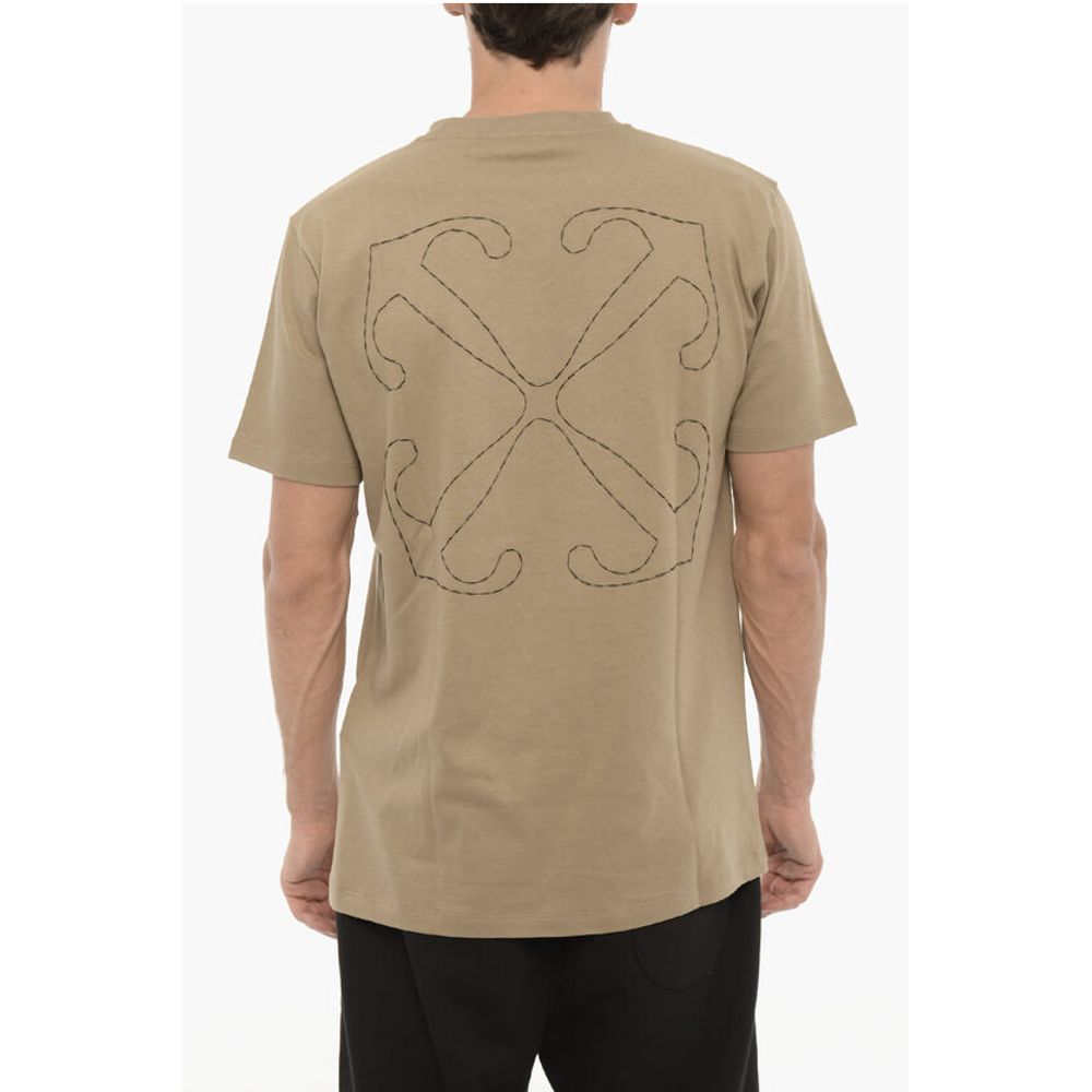 Off-white Slim Fit Crew-neck T-shirt with Embroidered Logo