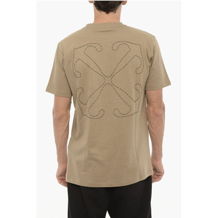 Off-white Slim Fit Crew-neck T-shirt with Embroidered Logo
