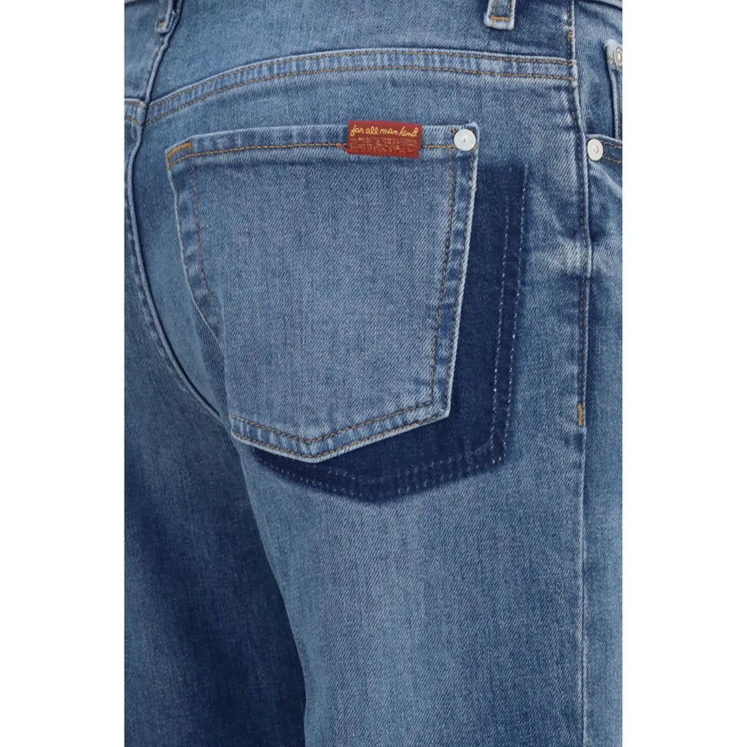 Women’s 7for Blue Cotton Straight-leg Jeans