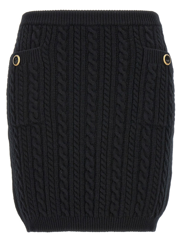 Women’s Alessandra Rich Black Wool Long Skirt