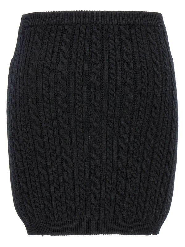 Women’s Alessandra Rich Black Wool Long Skirt
