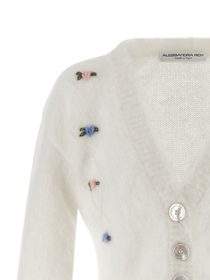 Women’s Alessandra Rich White Wool Cardigan
