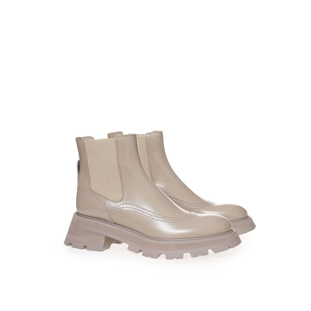 Women’s Alexander Mcqueen Beige Leather Chelsea Boots
