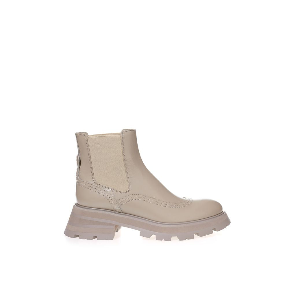Women’s Alexander Mcqueen Beige Leather Chelsea Boots