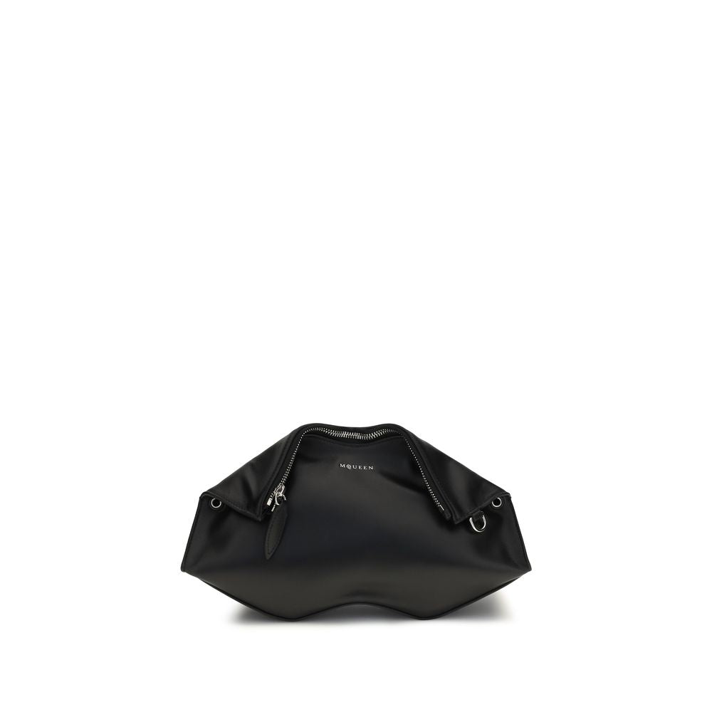 Women’s Alexander Mcqueen Black Calf Leather Bos Taurus Clutch Bag