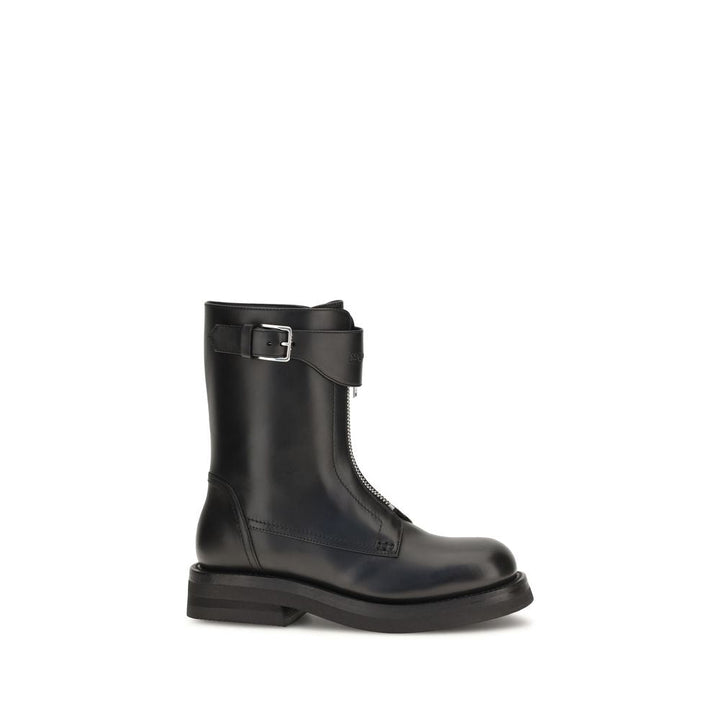 Women’s Alexander Mcqueen Black Calf Leather Bos Taurus Lace-up Boots