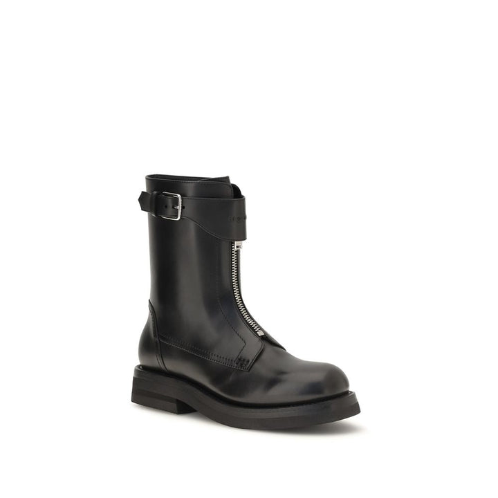 Women’s Alexander Mcqueen Black Calf Leather Bos Taurus Lace-up Boots