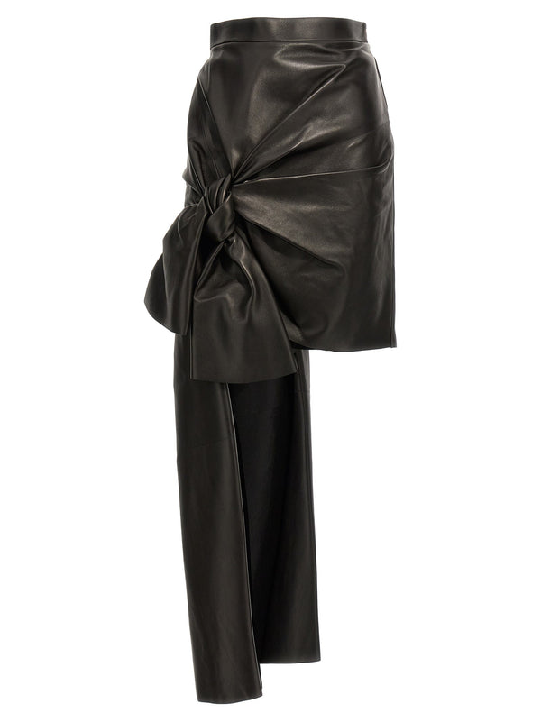 Women’s Alexander Mcqueen Black Lamb Leather Long Skirt