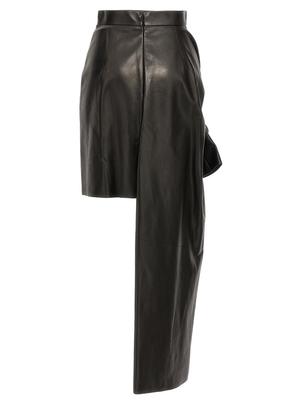 Women’s Alexander Mcqueen Black Lamb Leather Long Skirt
