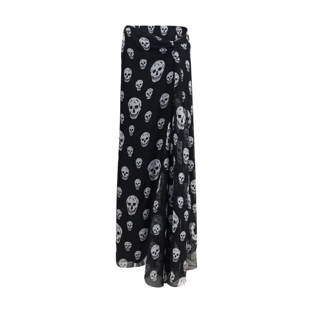 Women’s Alexander Mcqueen Black Silk Long Skirt