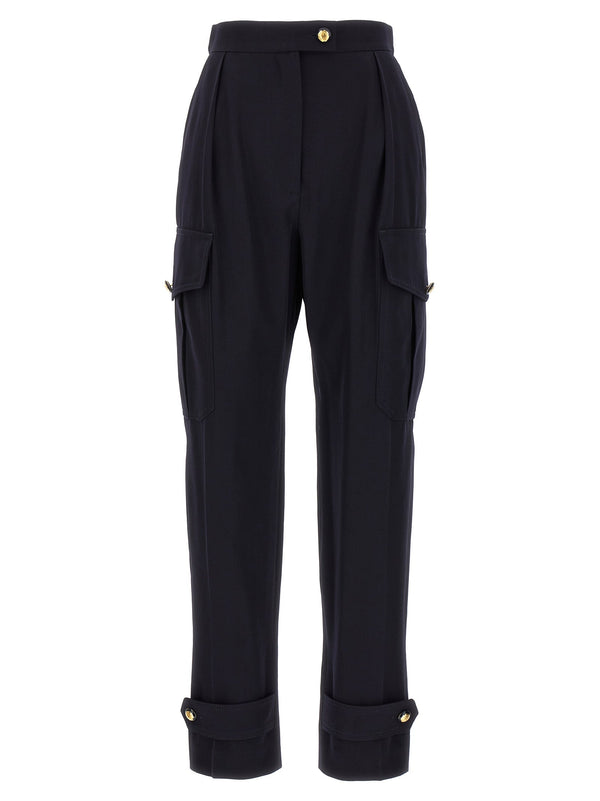 Women’s Alexander Mcqueen Blue Wool Cargo Pants