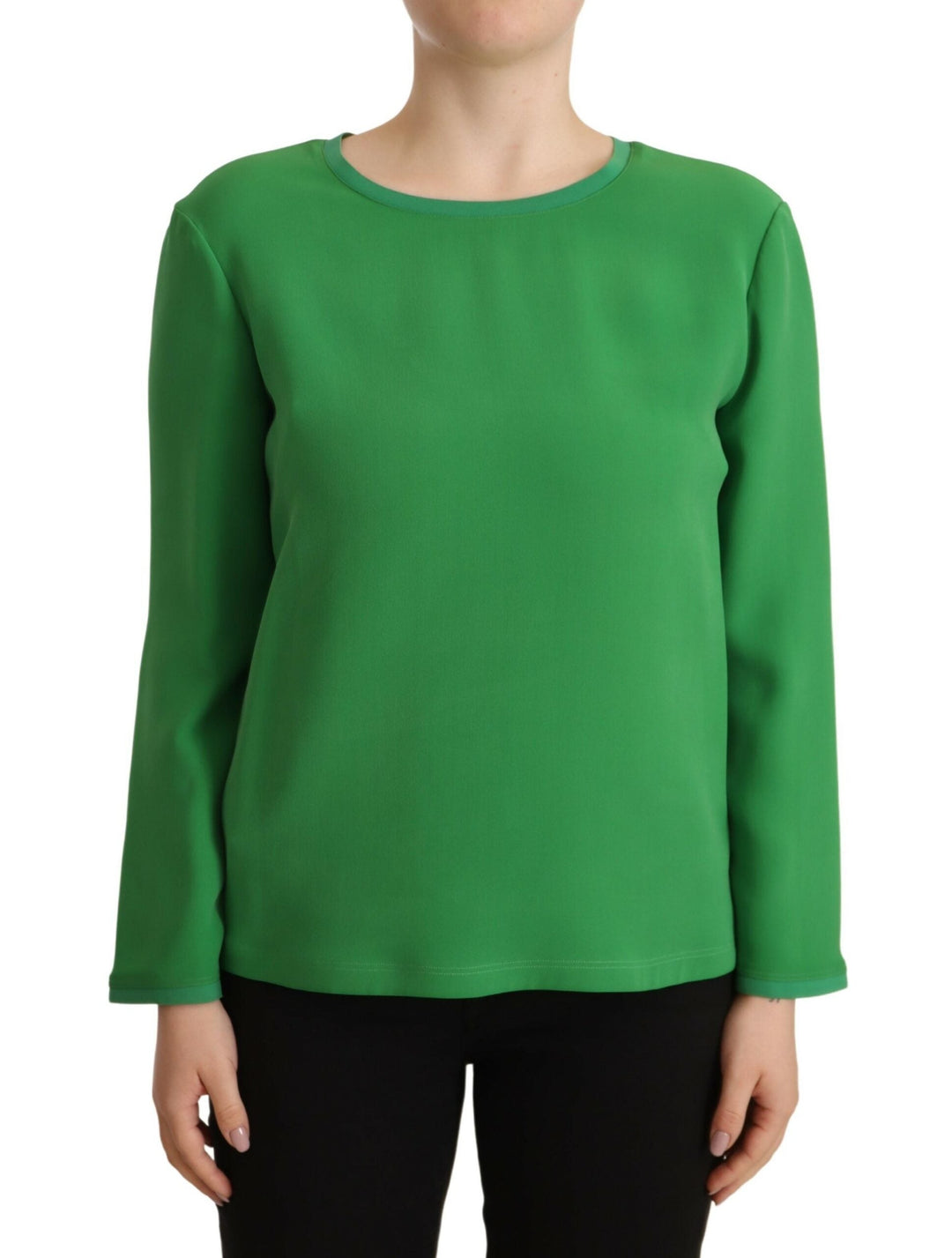 Women’s Armani Green Silk Long Sleeves Round Neck Sweater