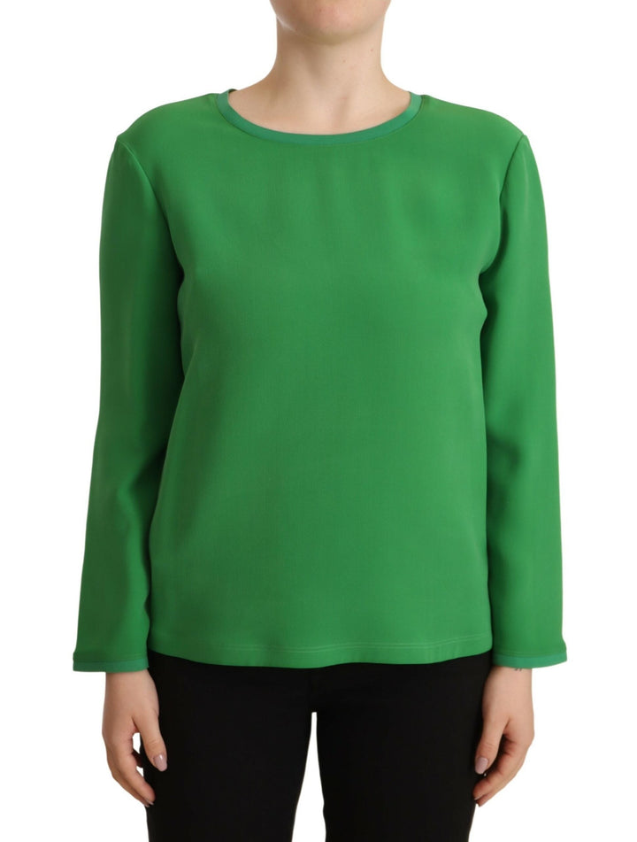 Women’s Armani Green Silk Long Sleeves Round Neck Sweater