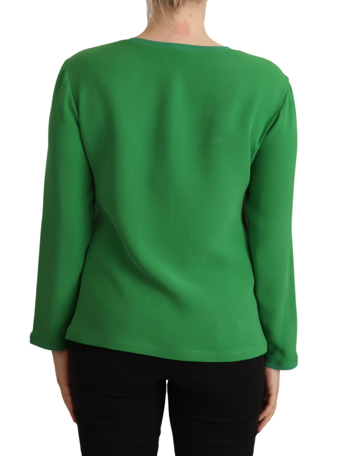Women’s Armani Green Silk Long Sleeves Round Neck Sweater