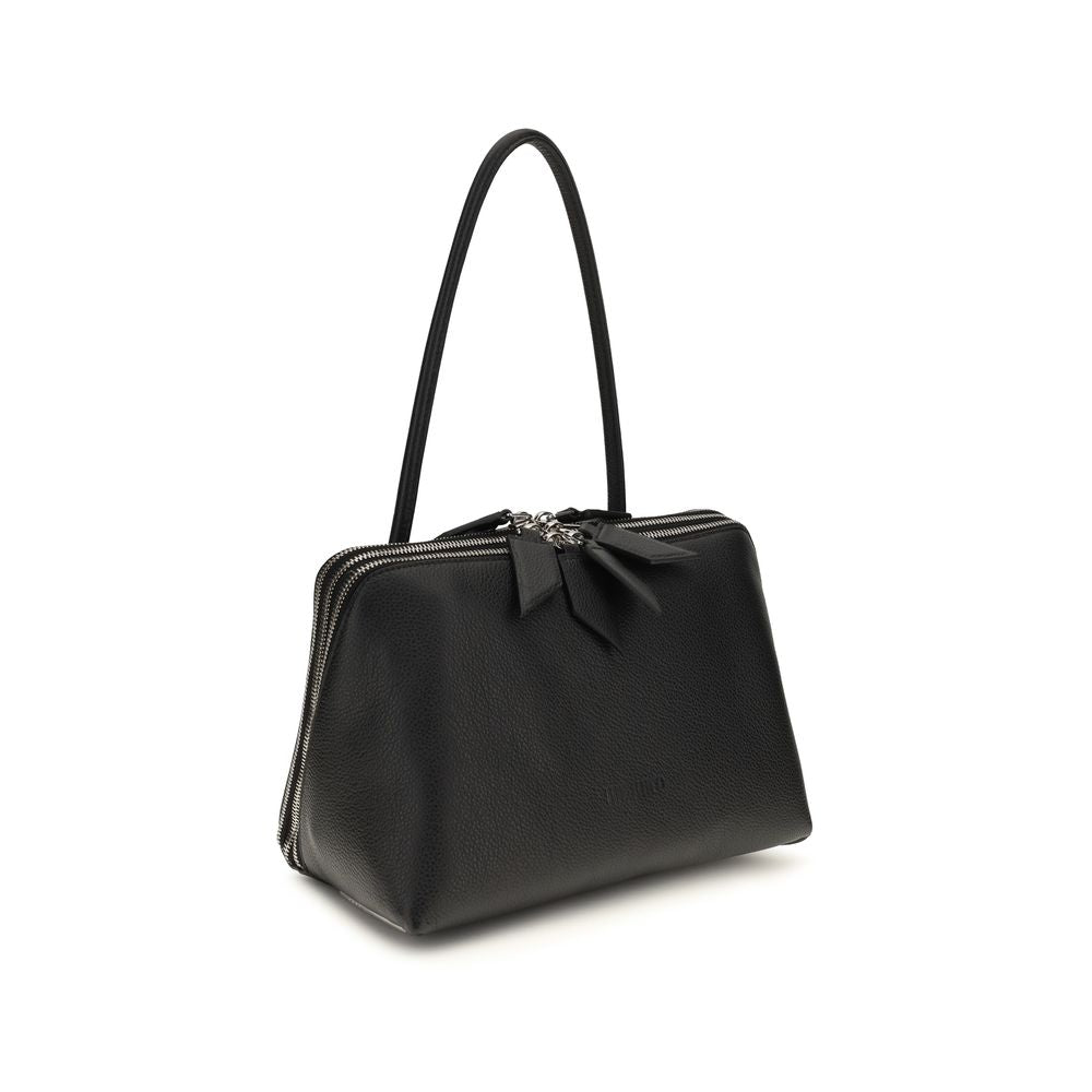 Women’s the Attico Black Calf Leather Bos Taurus Shoulder Bag