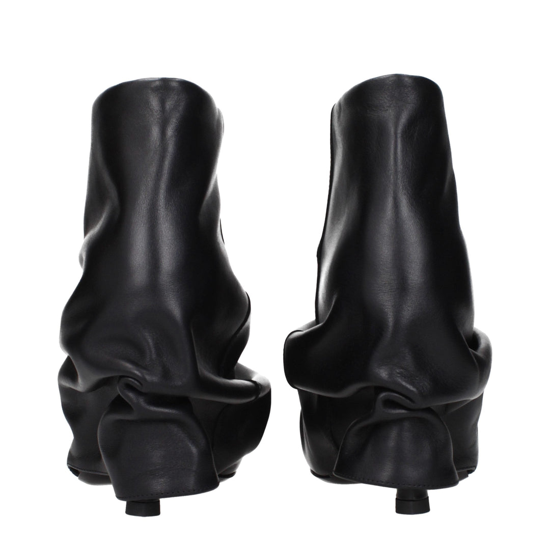 The Attico Black Leather Ankle Boots