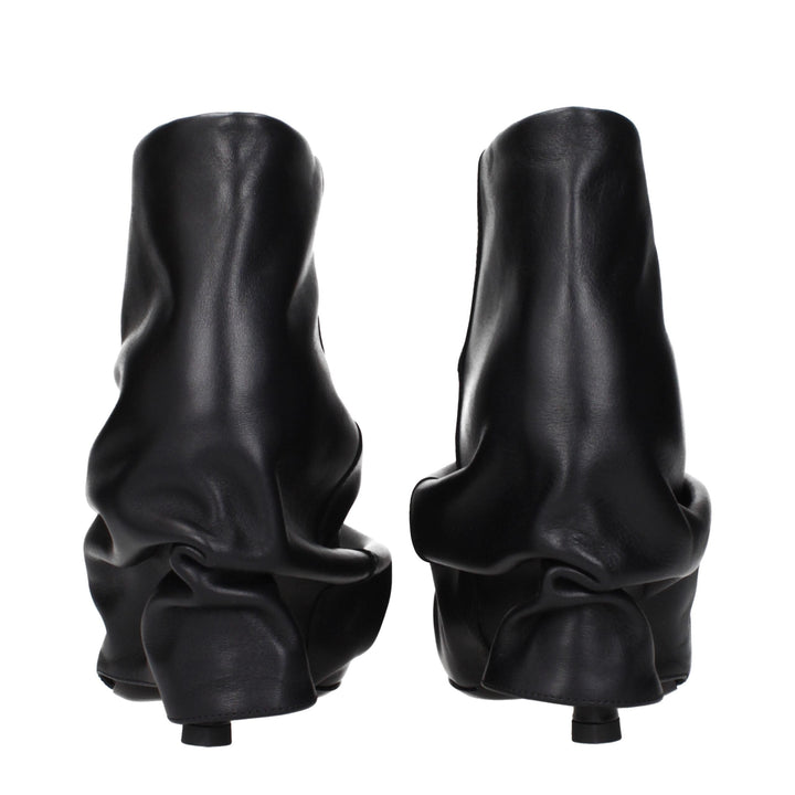 The Attico Black Leather Ankle Boots