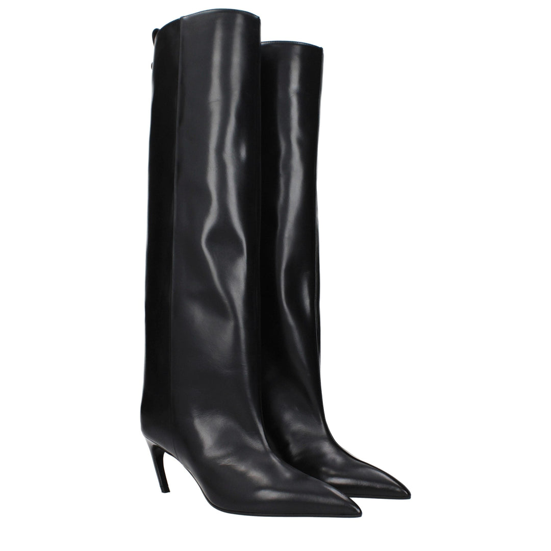 Women’s the Attico Black Leather High Heel Boots
