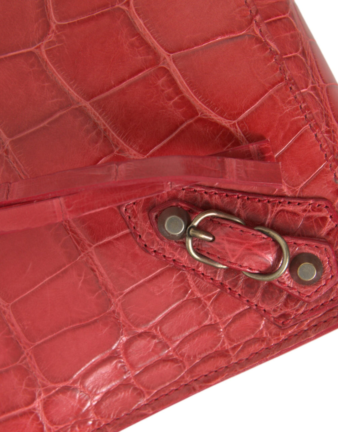 Women’s Balenciaga Red Exotic Skin Leather Classic Pouch Purse Wristlet Bag