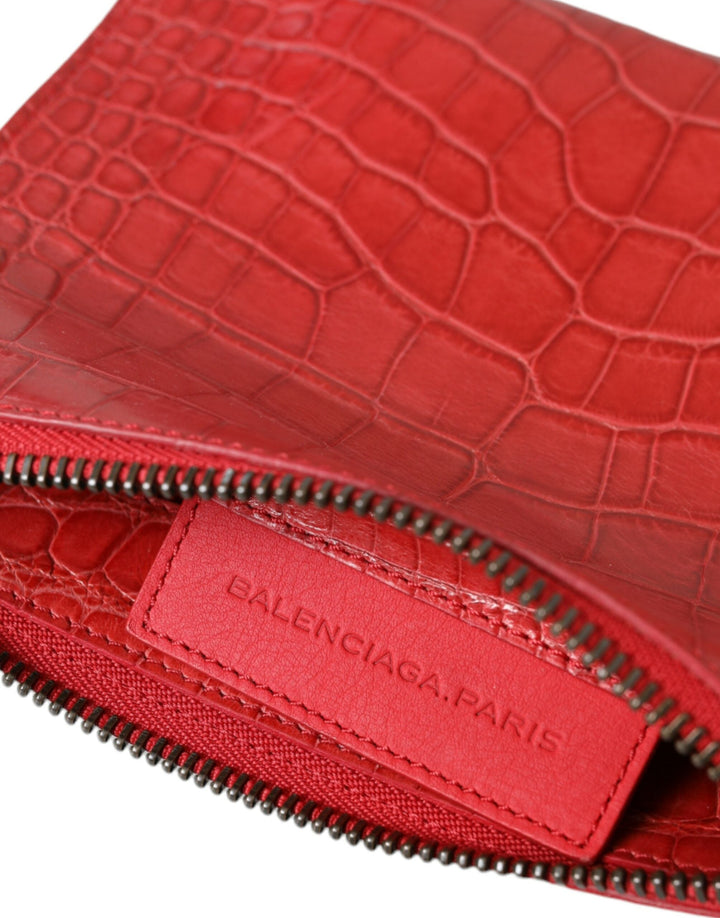 Women’s Balenciaga Red Exotic Skin Leather Classic Pouch Purse Wristlet Bag