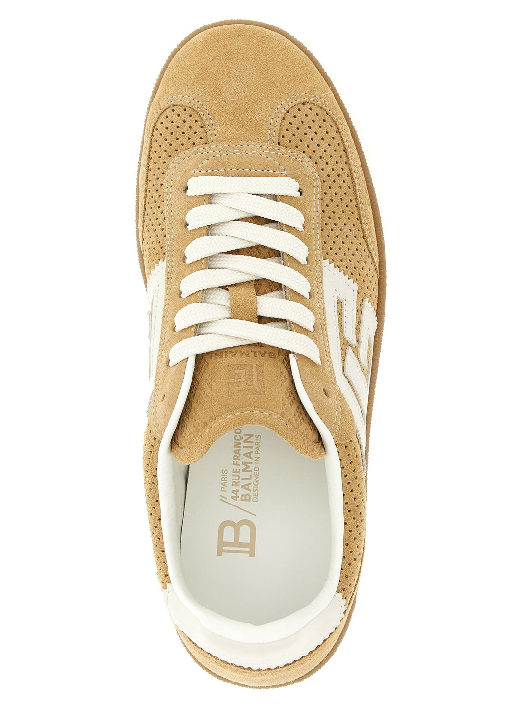 Women’s Balmain Beige Calfskin Low Top Sneakers