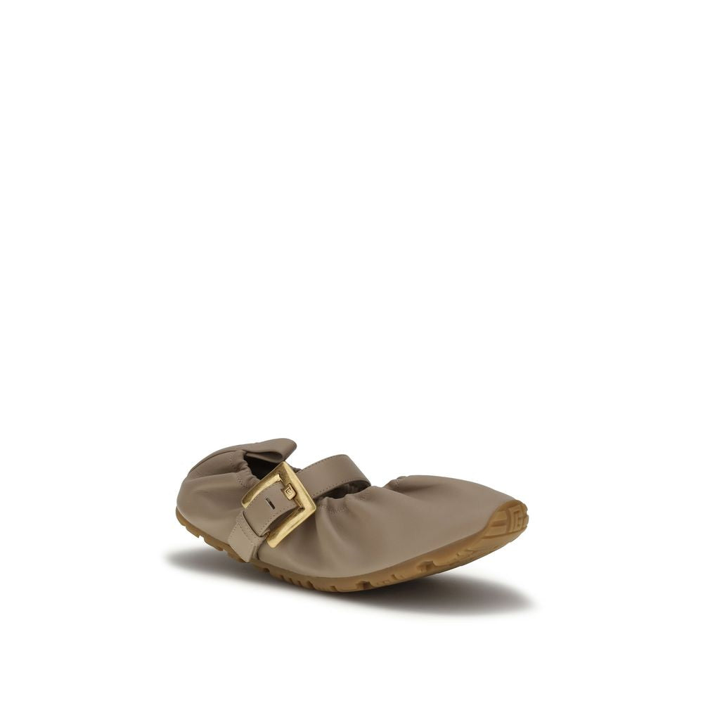 Women’s Balmain Beige Lamb Ovis Aries Ballet Flats