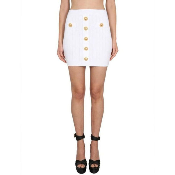 Women’s Balmain White Polyester Mini Skirt