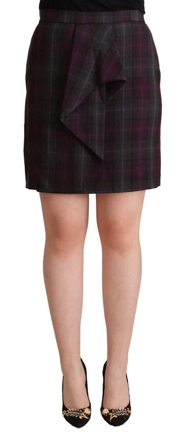 Women’s Bencivenga Multicolor Checkered Ruffle High Waist Mini Skirt