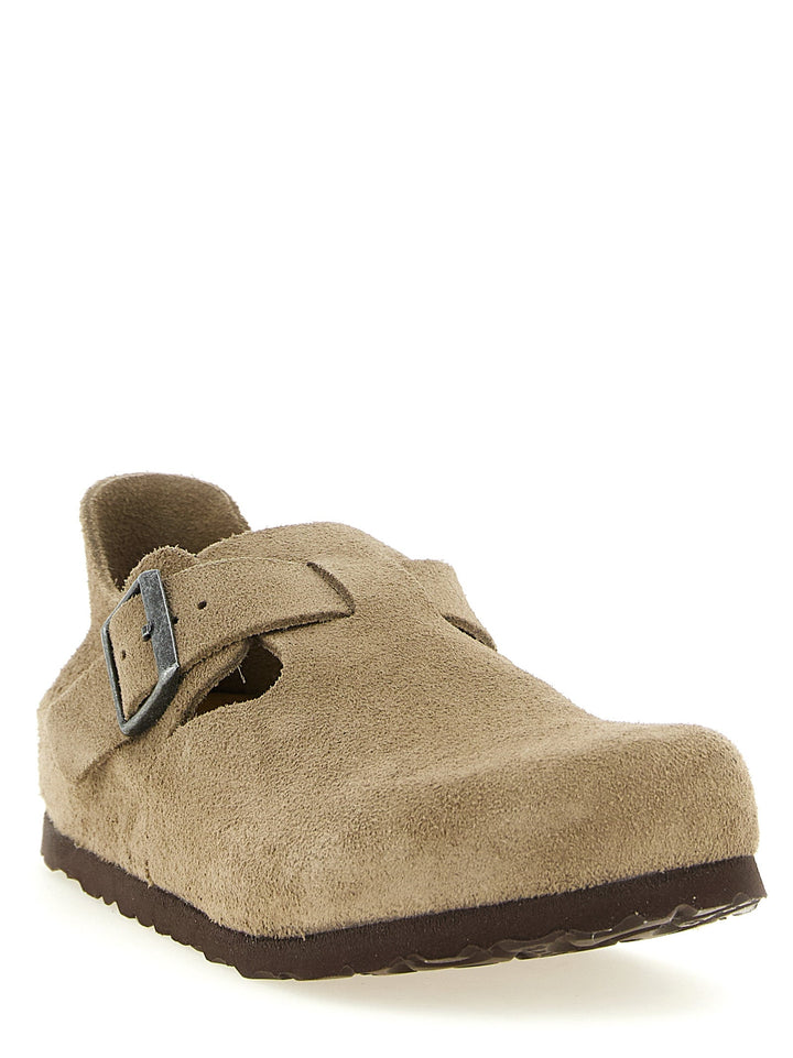 Women’s Birkenstock Beige Suede Leather Clogs