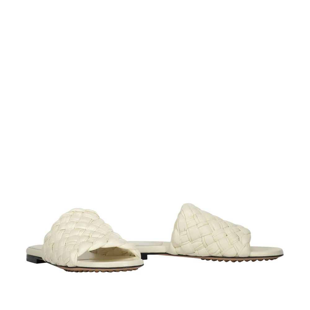 Women’s Bottega Veneta White Lamb Leather Mules