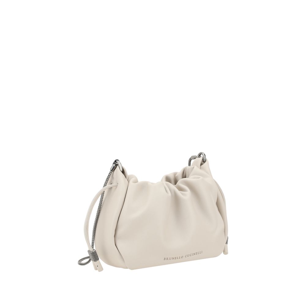 Women’s Brunello Cucinelli Beige Calf Leather Bos Taurus Shoulder Bag