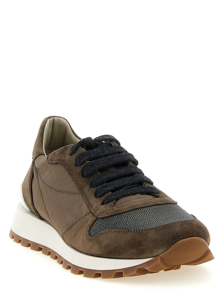 Women’s Brunello Cucinelli Bicolor Calfskin Athletic Sneakers