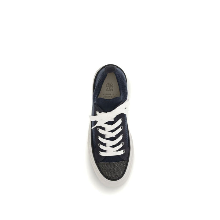 Brunello Cucinelli Blue Cotton Low Top Sneakers