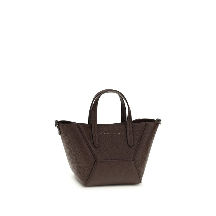 Brunello Cucinelli - Bordeaux Calf Leather Bos Taurus Shoulder Bag