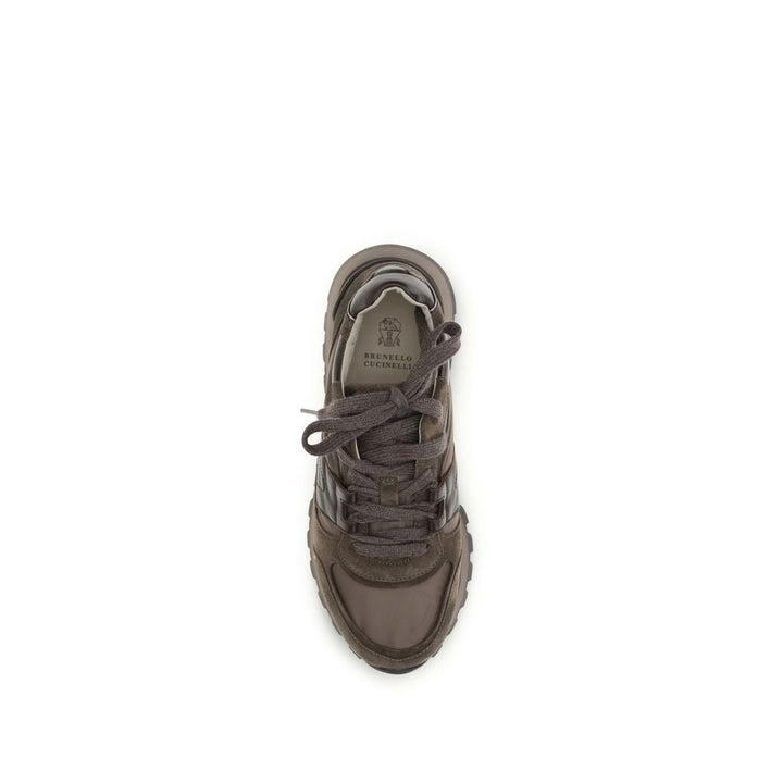 Women’s Brunello Cucinelli Brown Calf Leather Bos Taurus Athletic Sneakers