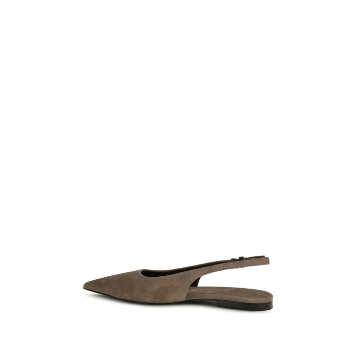 Women’s Brunello Cucinelli Brown Calf Leather Bos Taurus Ballet Flats
