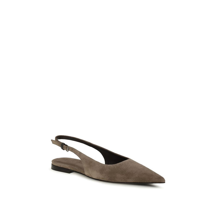 Women’s Brunello Cucinelli Brown Calf Leather Bos Taurus Ballet Flats