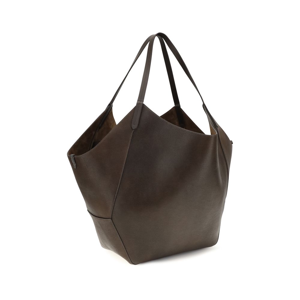 Women’s Brunello Cucinelli Brown Calf Leather Bos Taurus Shoulder Bag