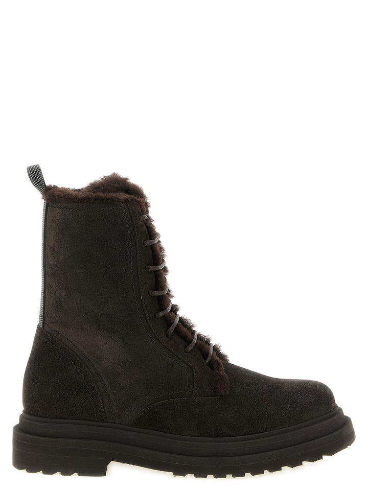 Women’s Brunello Cucinelli Brown Calfskin Lace-up Boots