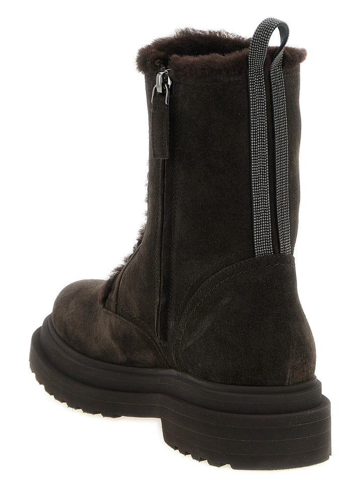Women’s Brunello Cucinelli Brown Calfskin Lace-up Boots