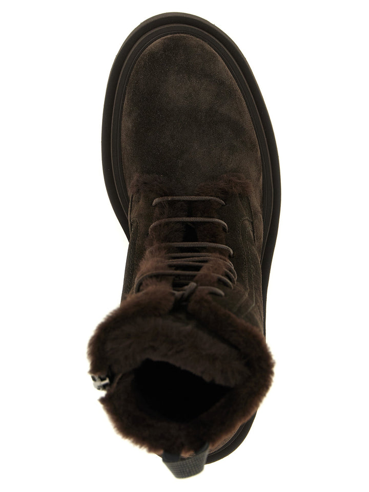 Women’s Brunello Cucinelli Brown Calfskin Lace-up Boots