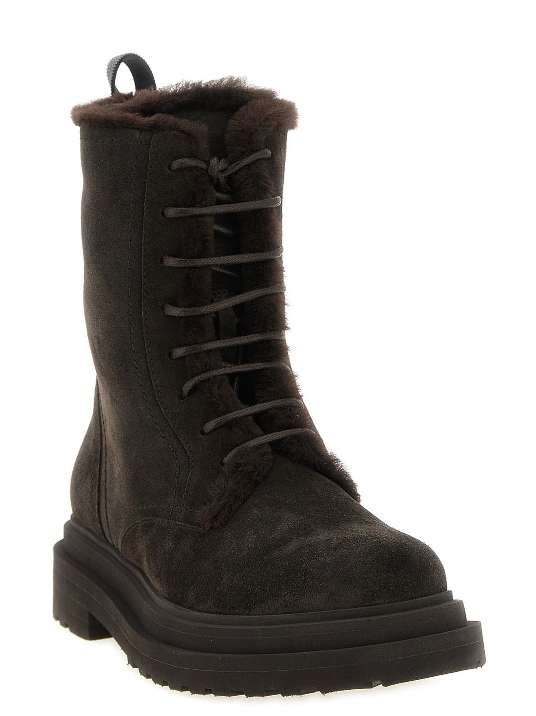 Women’s Brunello Cucinelli Brown Calfskin Lace-up Boots