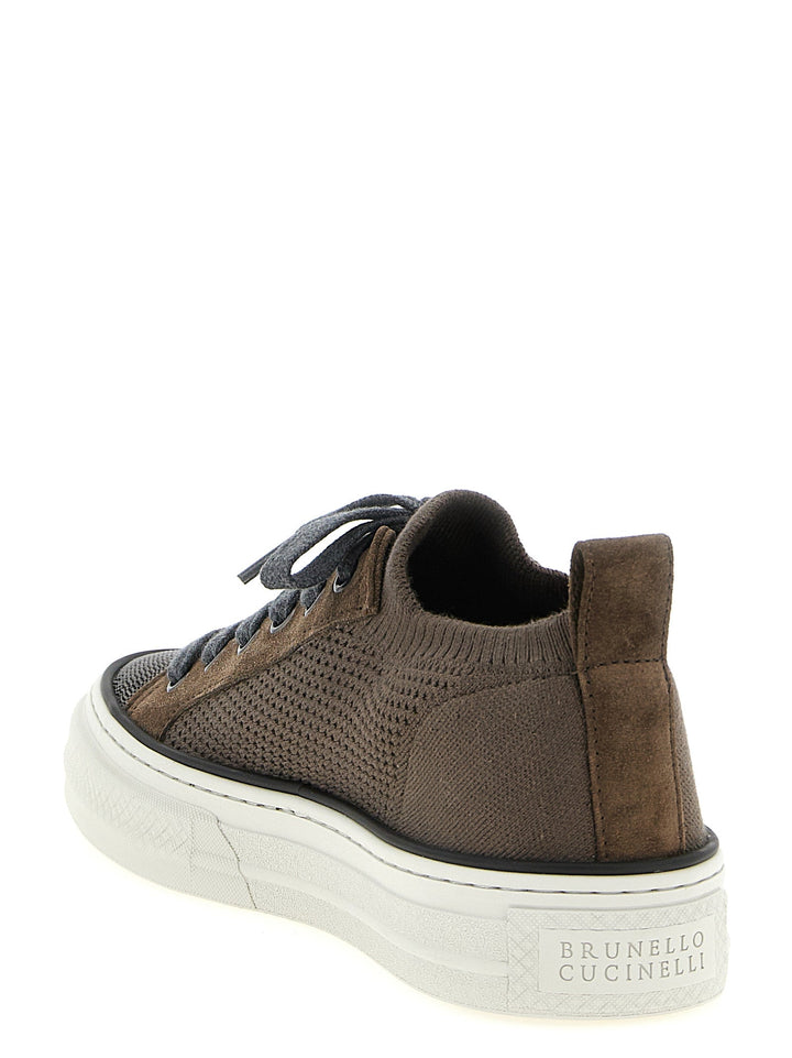 Brunello Cucinelli Brown Cotton Low Top Sneakers