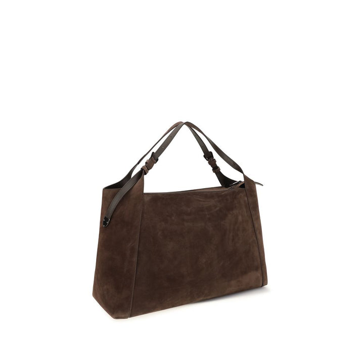 Women’s Brunello Cucinelli Brown Suede Leather Shoulder Bag