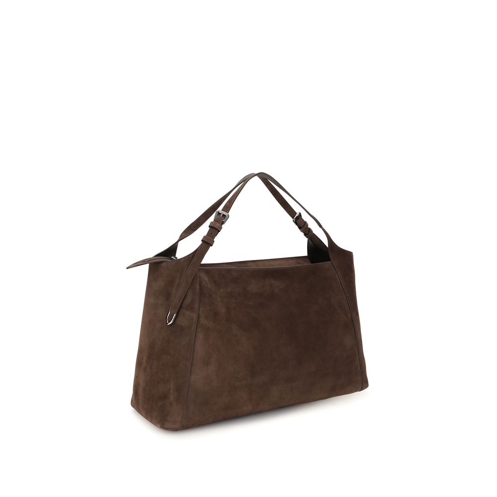 Women’s Brunello Cucinelli Brown Suede Leather Shoulder Bag